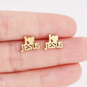 I love Jesus Christian Stainless Steel Ear Studs - Hypoallergenic